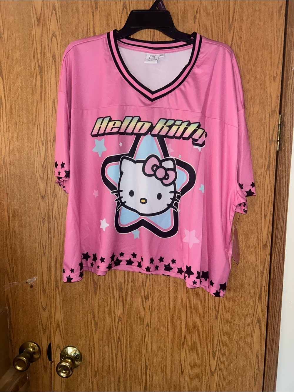Hello Kitty Pink V-Neck Graphic Jersey Top